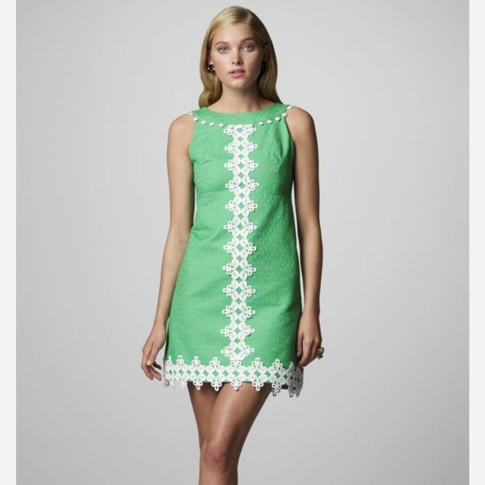 Lilly Pulitzer Green Sleeveless Lace-Trim Midi Dress